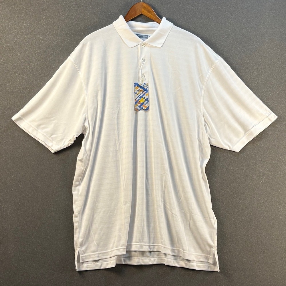 E.V. Run Golf Mens 2XL White EVR-DRI PLUS Moisture Wicking Polo Shirt